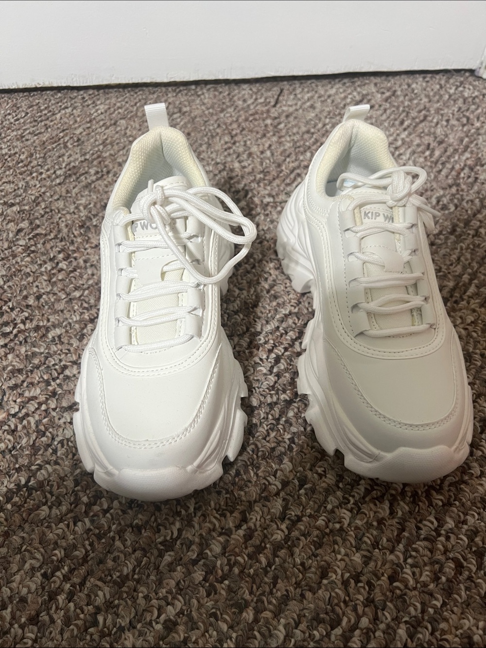 Kip Wavy-Soled White Chunky Sneakers